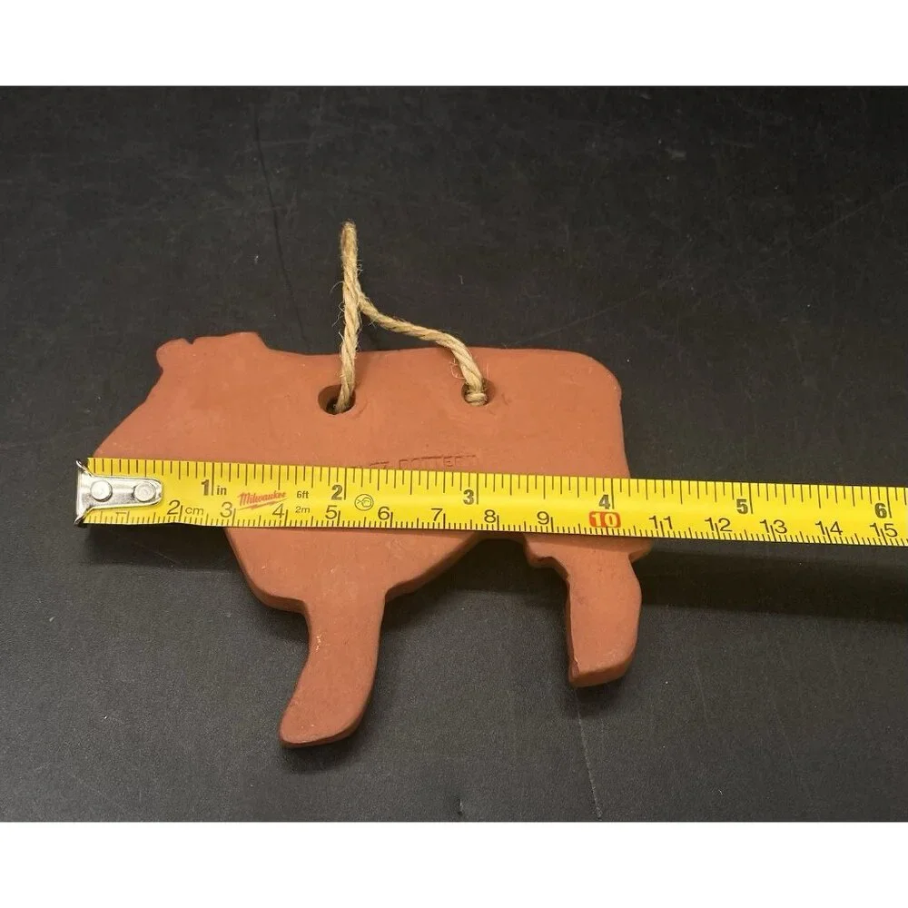 Foltz Pottery Cow Ornament Redware Vintage
